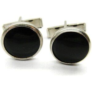 Vintage Classic Black Cufflinks Tux Shirt Dress Suit